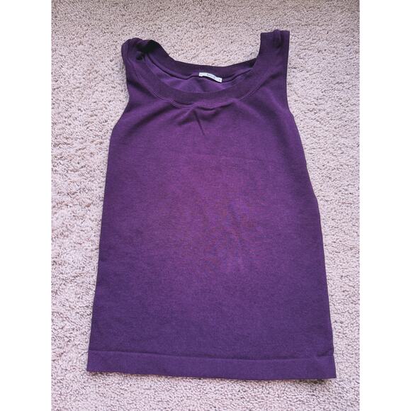Wolford Athens Knit Tank Top Plum Purple XS Stretch Quiet Luxury Layer Minimal - Picture 2 of 4